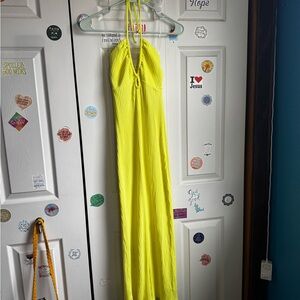 Vibrant Yellow Halter Maxi Dress